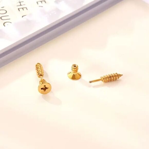 ✨🆕✨ Gold Silver Stainless Steel Screw Stud Earrings✨ - Picture 3 of 9